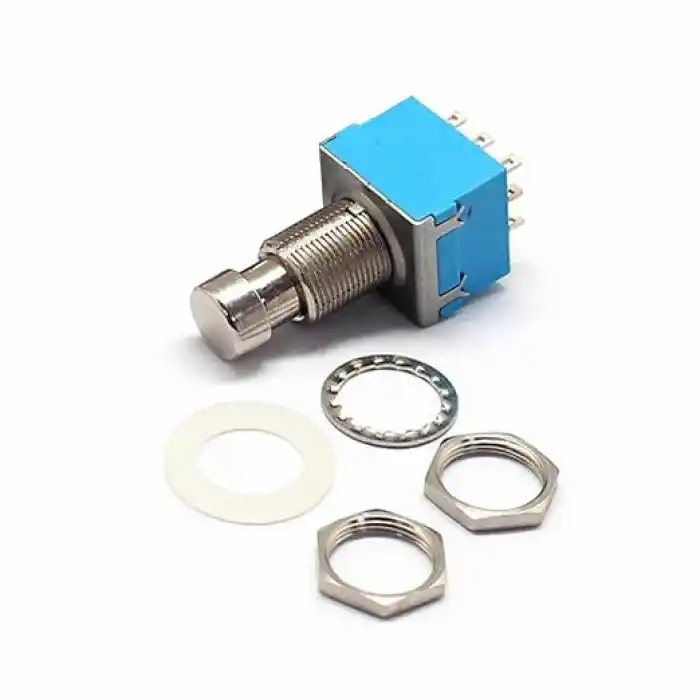 3PDT On/On/Off 3lü Anahtar AC 250V 3A 9 Pin Switch Anlık Basmalı Buton Ayak Pedal Elektro Gitar Efekt Kutusu Mandallama