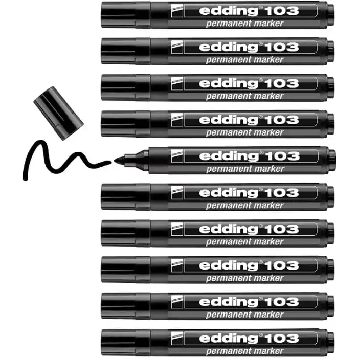 103 Permanent Markör Kalem Yuvarlak Uç 1,5-3 Mm Siyah ED10301 (10 Lu Paket)