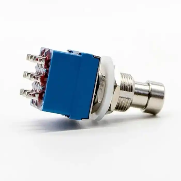3PDT On/On/Off 3lü Anahtar AC 250V 3A 9 Pin Switch Anlık Basmalı Buton Ayak Pedal Elektro Gitar Efekt Kutusu Mandallama