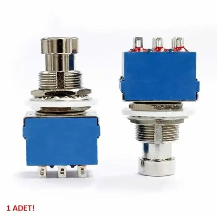 3PDT On/On/Off 3lü Anahtar AC 250V 3A 9 Pin Switch Anlık Basmalı Buton Ayak Pedal Elektro Gitar Efekt Kutusu Mandallama