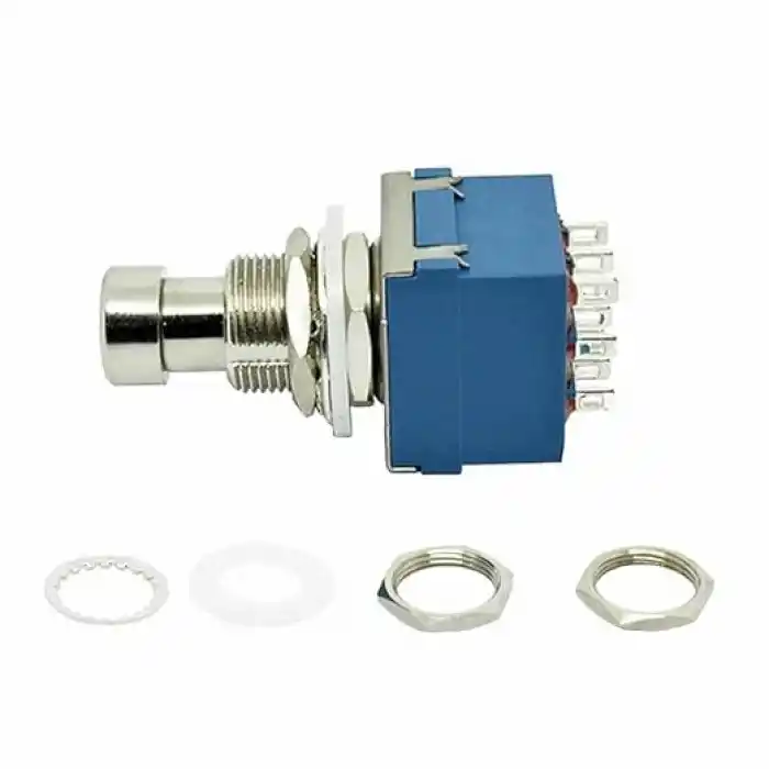 3PDT On/On/Off 3lü Anahtar AC 250V 3A 9 Pin Switch Anlık Basmalı Buton Ayak Pedal Elektro Gitar Efekt Kutusu Mandallama
