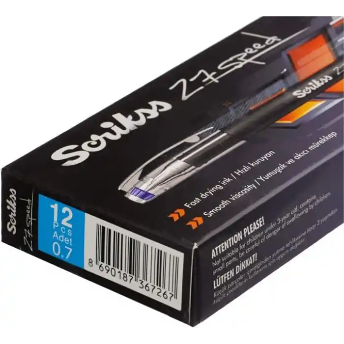 Scrikss Office Speed Jel Tükenmez Kalem 12li Ambalaj Mavi 0.7 Mm
