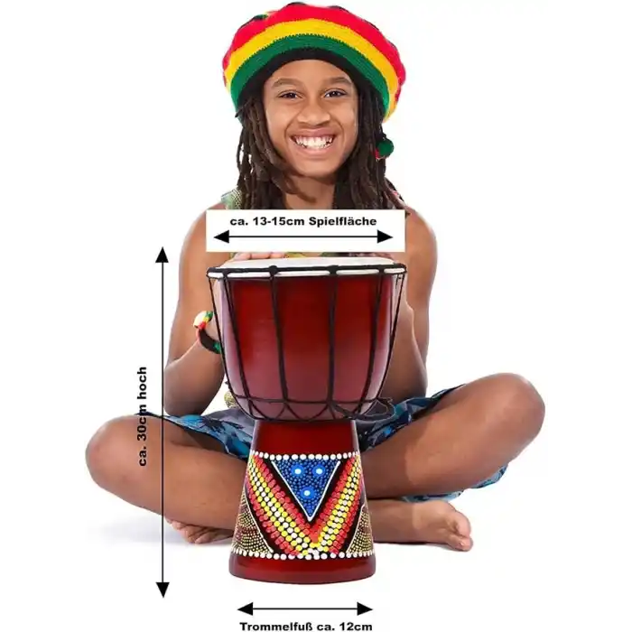 Djembe Davul Darbuka Renkli Afrika El Yapımı 30cm Çocuk Bongo Kongo