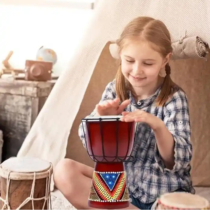 Djembe Davul Darbuka Renkli Afrika El Yapımı 30cm Çocuk Bongo Kongo
