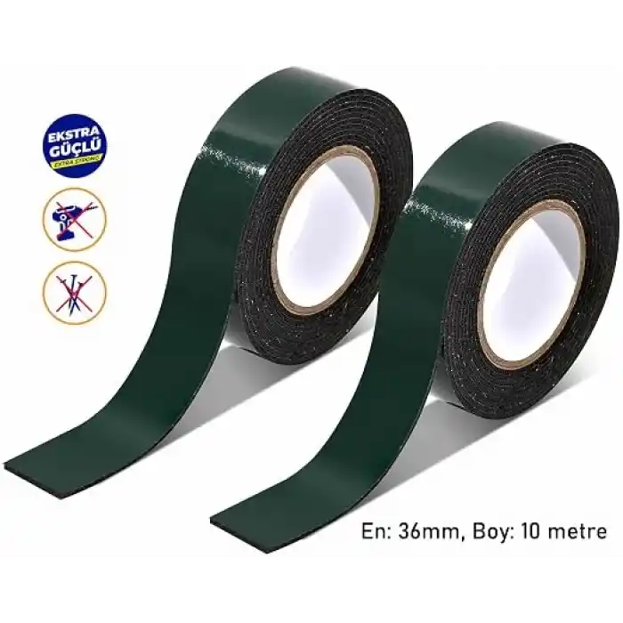 Çift Taraflı Köpük Bant Eva Montaj Bandı Siyah 36 mm x 10 Metre
