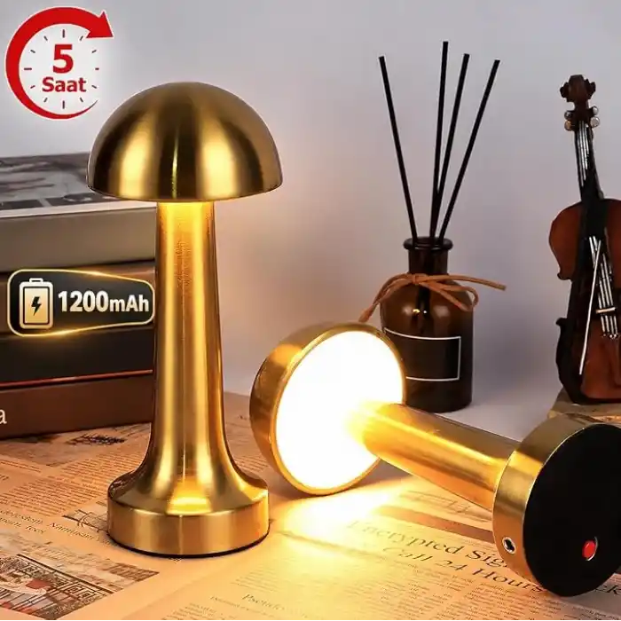 Coverzone 1200mAh LED Dekoratif Masa Lambası Döküm Demir | EKL-02 - Gold