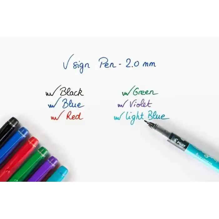 Pilot Długopis V Sign - ince yazı kalemi - çelik uç 2,0 mm - çizgi genişliği 0,6 mm - gerekli paket 3 adet - siyah, mavi ve kırmızı