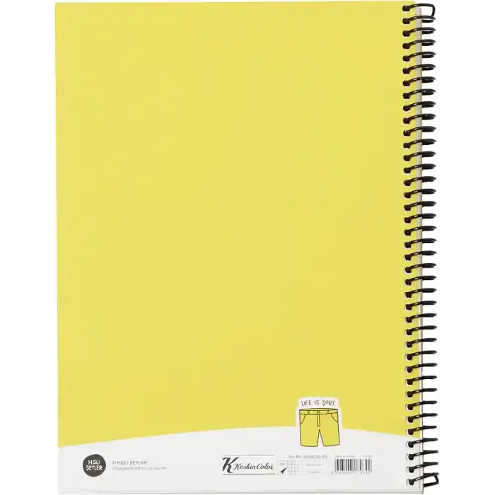 80 Yaprak Kareli Hafif Kağıt Stickerli Defter, Şort, 18.5x25cm