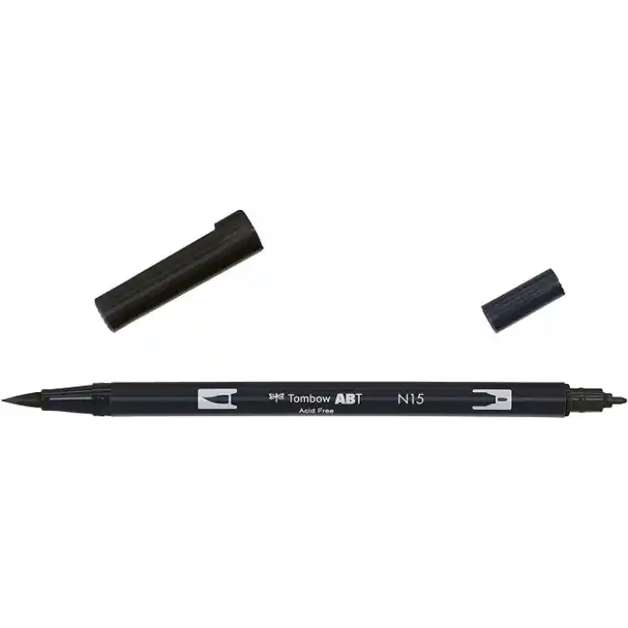 Tombow ABT-N15 – 6P keçeli Dual Brush Pen ile iki uç, [6 adet] Siyah