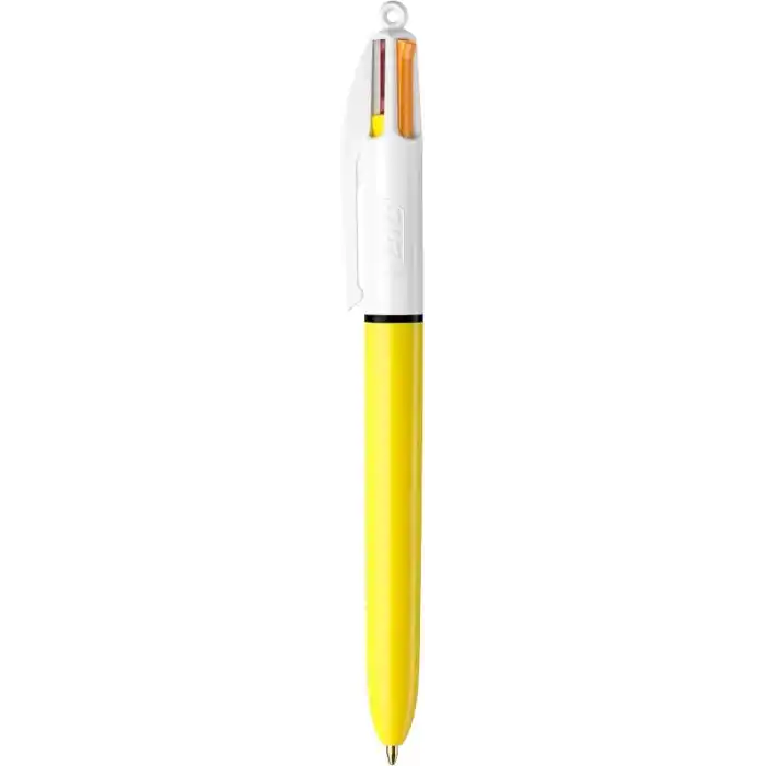 BIC 4 Colours Sun Tükenmez Kalem, 12li Kutu, 1.0mm Uç, Tek Kalemde Sarı, Mor, Turuncu ve Pembe Renkler