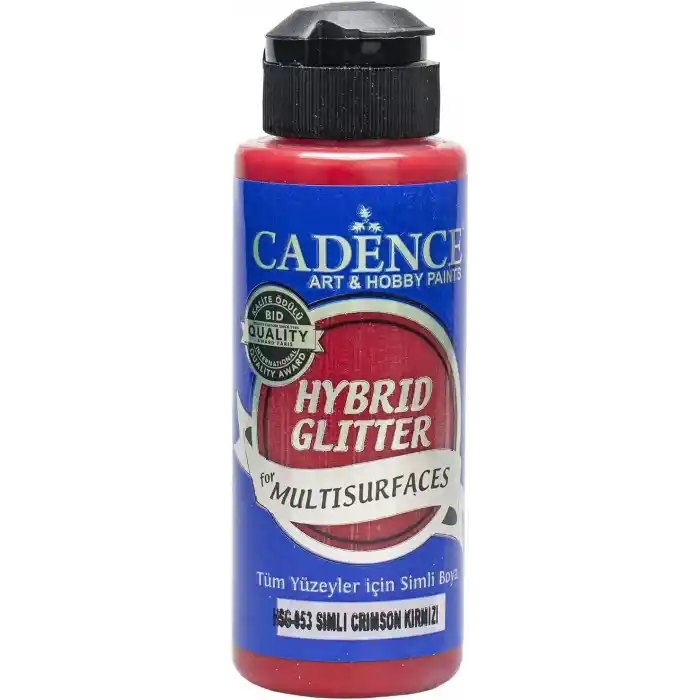 Cadence Simli Boya Hybrid Glitter Multisurface Tüm Yüzeyler için 120 ml (HSG-053 Crimson Kırmızı)