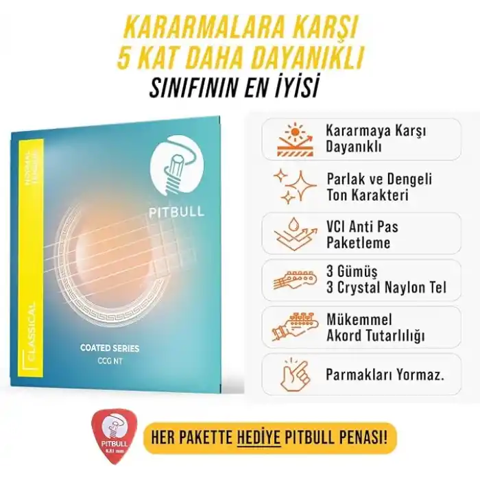 Pitbull Klasik Gitar Teli Coated Seri Normal Tansiyon SET CCG NT
