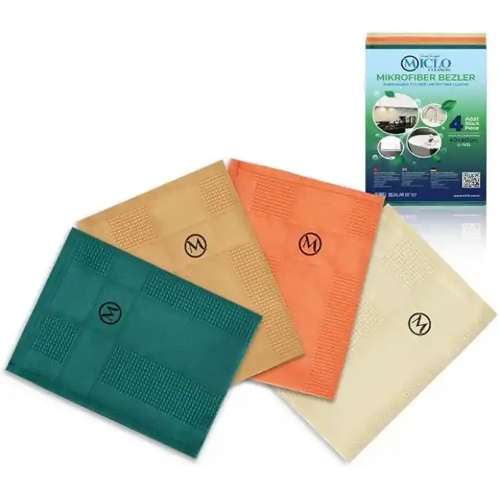 MICLO CLEANING | Mikrofiber Temizlik Bezi | Sihirli Bez, Cam Bezi Ayna Bezi | 4lü Paket | Zümrüt Serisi