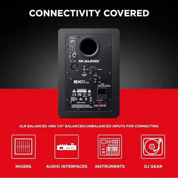 M-AUDIO BX5-5 Stüdyo Monitör Hoparlörü, Akustik Alan Kontrolü ile Müzik Prodüksiyonu ve Karışımı için, 100W 2 Yönlü Aktif Hoparlör, Tek