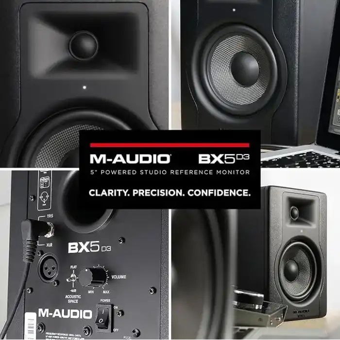 M-AUDIO BX5-5 Stüdyo Monitör Hoparlörü, Akustik Alan Kontrolü ile Müzik Prodüksiyonu ve Karışımı için, 100W 2 Yönlü Aktif Hoparlör, Tek