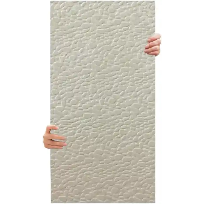 Tink 3D Kendinden Yapışkanlı Duvar Kağıdı Yeni Nesil Akustik Keçe Panel Leopar Desen 52x98 cm (Ekru, 2 Adet 1 m²)
