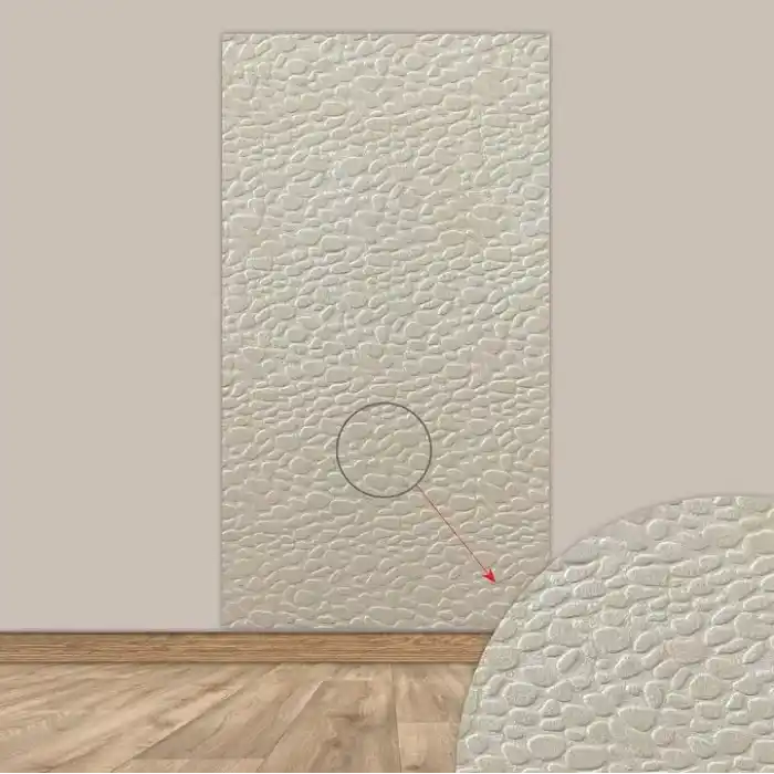 Tink 3D Kendinden Yapışkanlı Duvar Kağıdı Yeni Nesil Akustik Keçe Panel Leopar Desen 52x98 cm (Ekru, 2 Adet 1 m²)