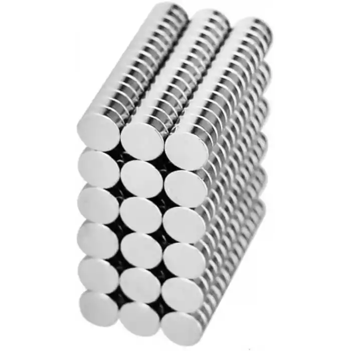 50 Adet 6x2 mm Yuvarlak Güçlü Neodyum Mıknatıs (Çap 6 mm Kalınlık 2 mm)