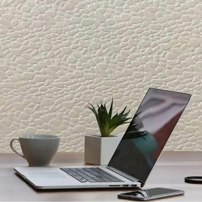 Tink 3D Kendinden Yapışkanlı Duvar Kağıdı Yeni Nesil Akustik Keçe Panel Leopar Desen 52x98 cm (Ekru, 2 Adet 1 m²)