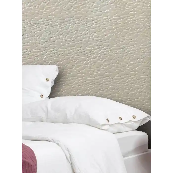 Tink 3D Kendinden Yapışkanlı Duvar Kağıdı Yeni Nesil Akustik Keçe Panel Leopar Desen 52x98 cm (Ekru, 2 Adet 1 m²)