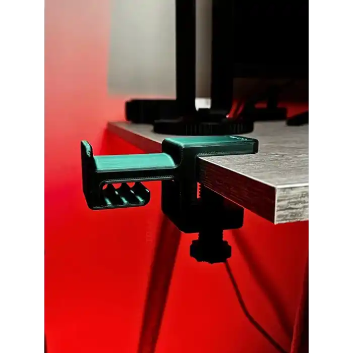 Siyah-Yeşil Asılabilir Kulaklık Standı | 3D Premium Tasarım | Gamer Masa Kenarı Aksesuarı | Greenstorm Limited Edition