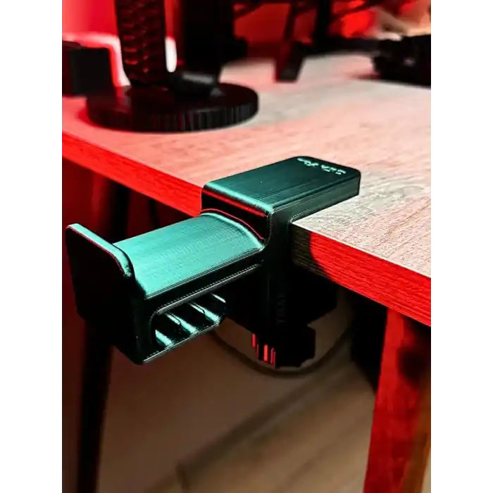 Siyah-Yeşil Asılabilir Kulaklık Standı | 3D Premium Tasarım | Gamer Masa Kenarı Aksesuarı | Greenstorm Limited Edition