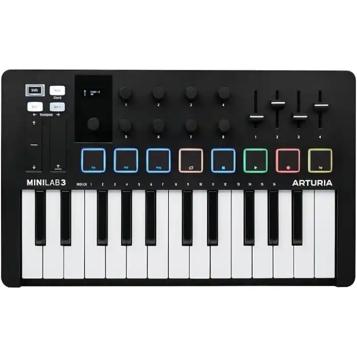 Arturia Minilab 3 Black, Klavye, Siyah Beyaz