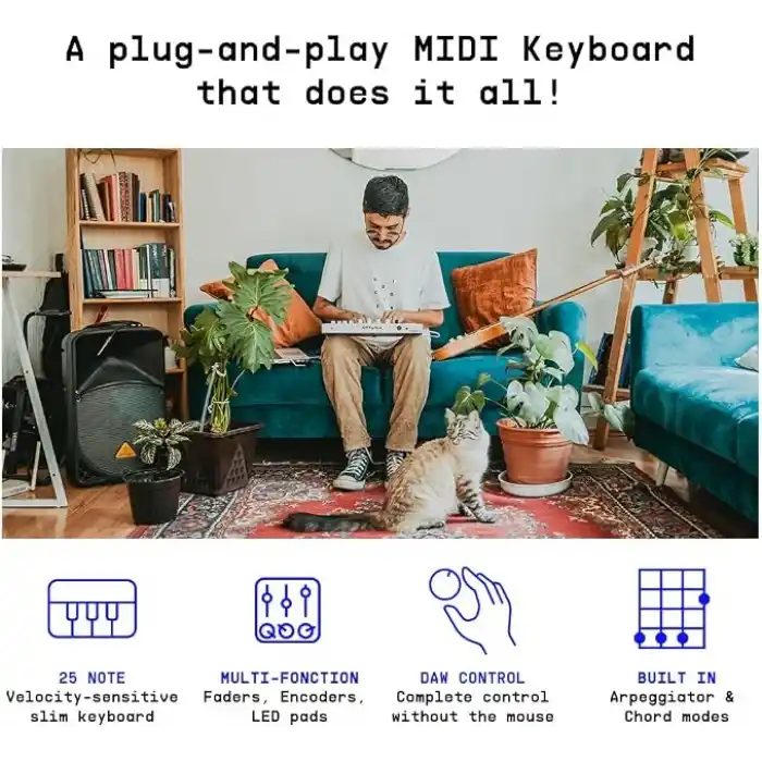 Arturia Minilab 3 Black, Klavye, Siyah Beyaz