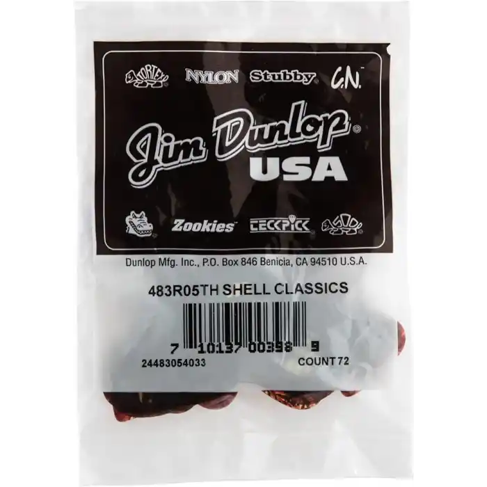 Médiators Jim Dunlop Thin Genuine Selüloit Shell İnce Kese de 72