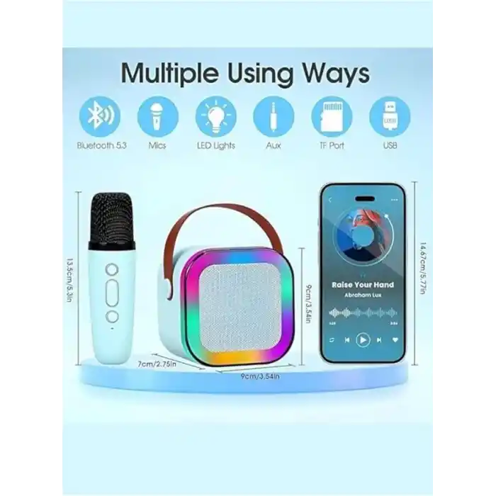 K12 Kablosuz Bluetooth Hoparlör Karaoke Mikrofon 5 Ses Efektli Rgb Hd Stereo Ses Usb/Sd/FM