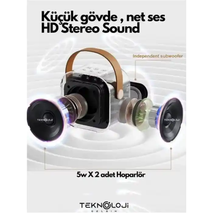 K12 Kablosuz Bluetooth Hoparlör Karaoke Mikrofon 5 Ses Efektli Rgb Hd Stereo Ses Usb/Sd/FM