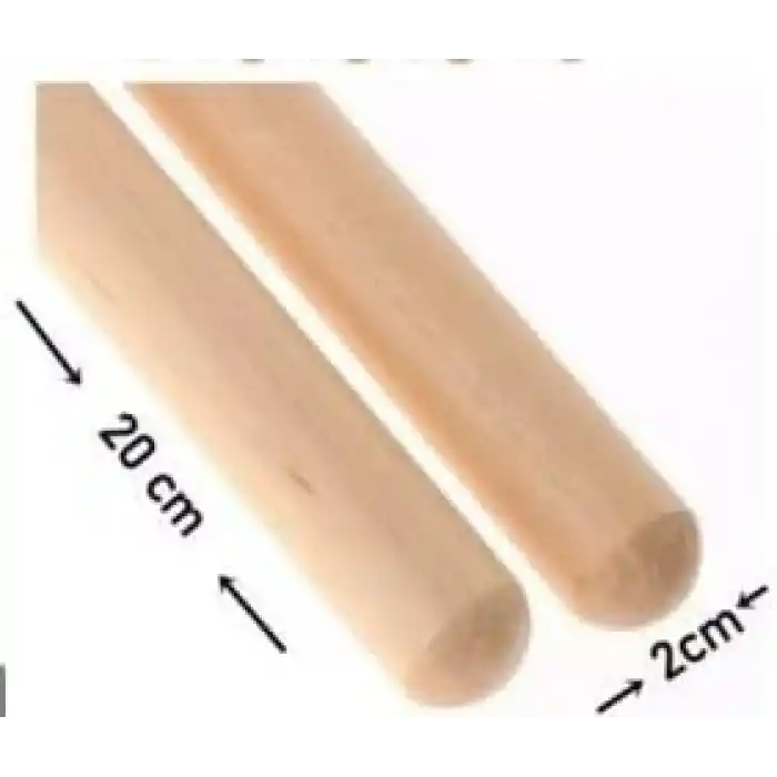Ahşap ritim çubukları 1 çift 2cmx20cm ritim çubuğu 2 adet