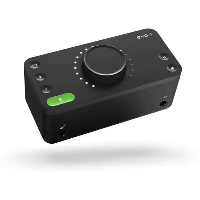 Audient EVO4, EVO 4 USB ses arabirimi ses kartı müzik üretimi için (2 in / 2 out USB ses arayüzü, 48 Volt Phantom besleme, 2 mikrofon preamp, loopback,Windows/Mac/iOS), Siyah