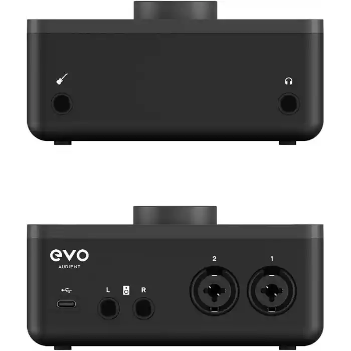 Audient EVO4, EVO 4 USB ses arabirimi ses kartı müzik üretimi için (2 in / 2 out USB ses arayüzü, 48 Volt Phantom besleme, 2 mikrofon preamp, loopback,Windows/Mac/iOS), Siyah