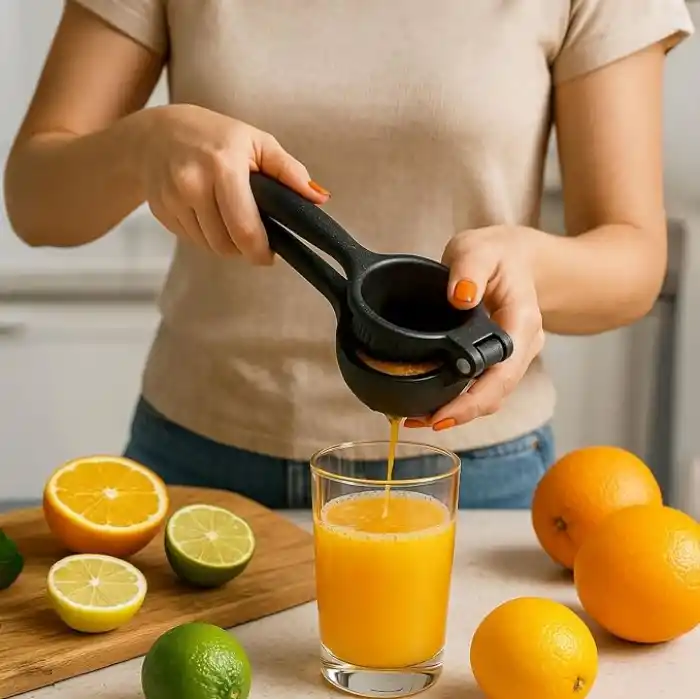 Deconox Döküm Limon Sıkacağı 24 cm, Siyah Metal Büyük Boy Manuel Narenciye Presi, Limon Portakal Nar ve Diğer Narenciyeler İçin El Tipi Meyve Sıkacağı (DÖKÜM LİMON SIKICI)