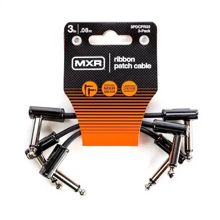 MXR JIM DUNLOP Şerit Yama Kablosu 3 | 3-3 Paket, 1/4-İnç Dik Açı (3PDCPR03)