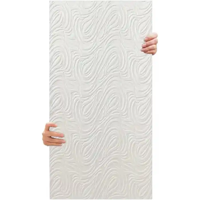 Tink 3D Kendinden Yapışkanlı Duvar Kağıdı Yeni Nesil Akustik Keçe Panel Dalgalı Desen 52x98 cm (Beyaz, 10 Adet 5 m²)