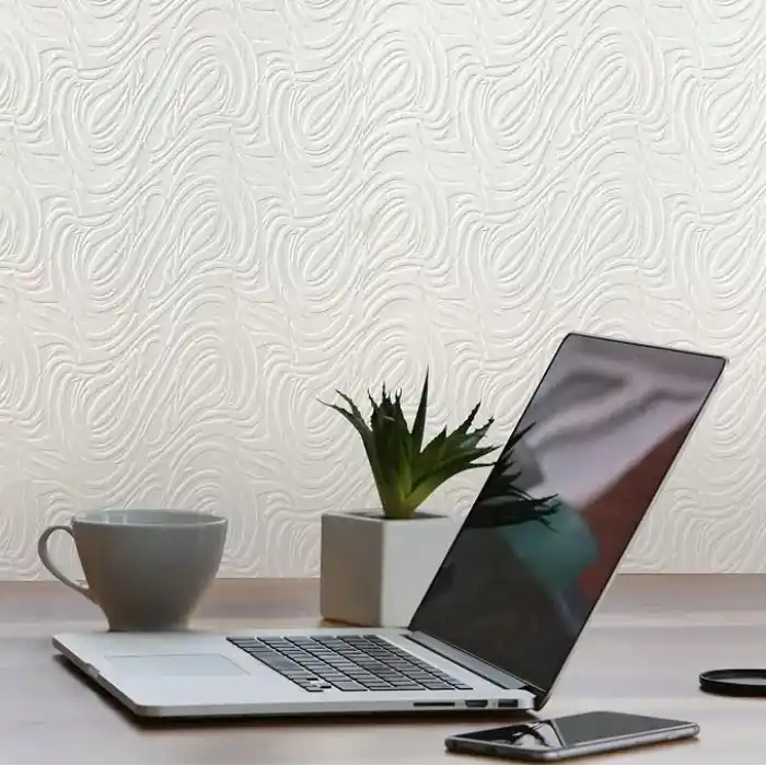 Tink 3D Kendinden Yapışkanlı Duvar Kağıdı Yeni Nesil Akustik Keçe Panel Dalgalı Desen 52x98 cm (Beyaz, 10 Adet 5 m²)