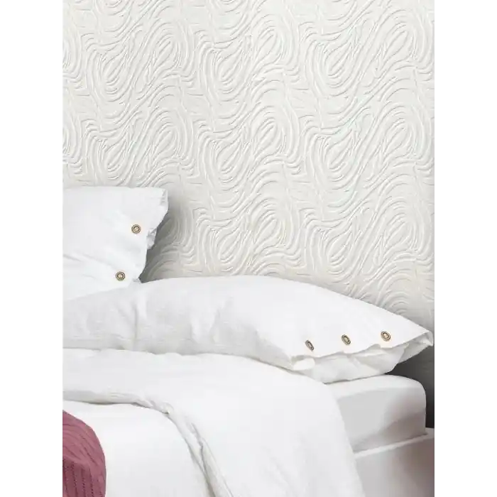 Tink 3D Kendinden Yapışkanlı Duvar Kağıdı Yeni Nesil Akustik Keçe Panel Dalgalı Desen 52x98 cm (Beyaz, 10 Adet 5 m²)