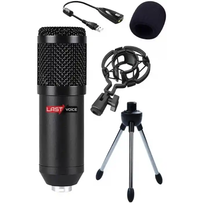 Lastvoice BM800 Full Black Kondenser Youtuber Mikrofon, 7.1