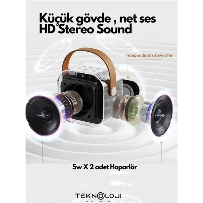 K12 Kablosuz Bluetooth Hoparlör Karaoke Mikrofon 5 Ses Efektli Rgb Hd Stereo?es Usb/Sd/FM