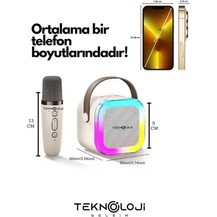 K12 Kablosuz Bluetooth Hoparlör Karaoke Mikrofon 5 Ses Efektli Rgb Hd Stereo?es Usb/Sd/FM