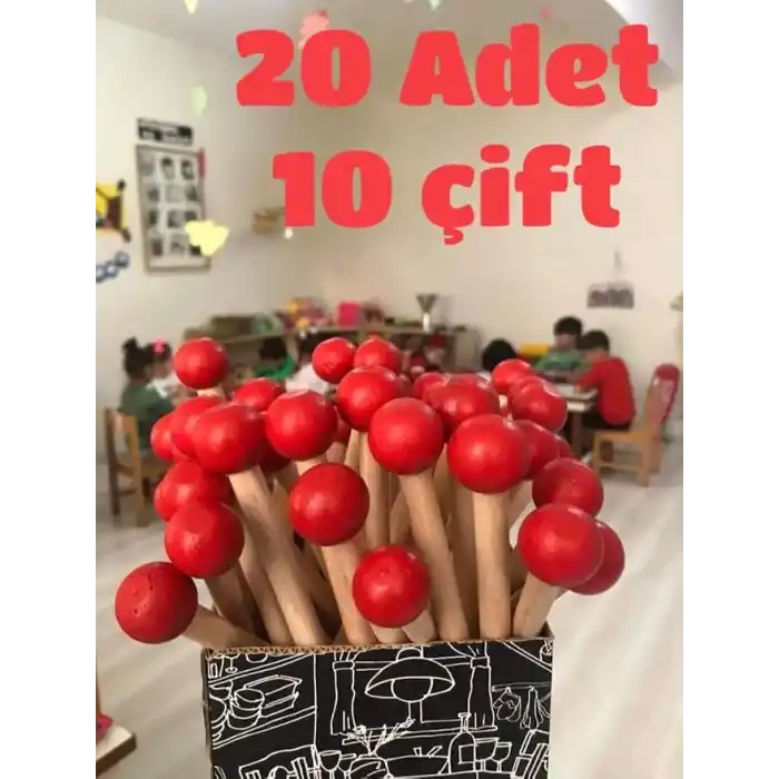 Ahşap Baget – 10 Çift (20 Adet) Kayın Ağacı Ritim Çubukları | Müzik, Orff Eğitimi, Ritim Çalışmaları İçin Dayanıklı Ahşap Çubuklar