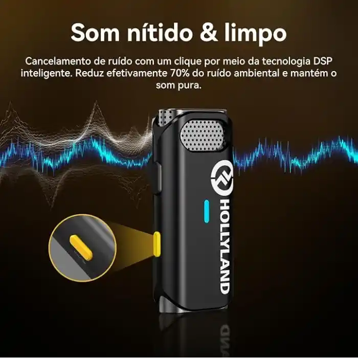 HollyView Hollyland Lark M1 kablosuz yaka mikrofonu, gürültü engelleme özellikli çift kanallı yaka mikrofonu, 199,9 m 8 saat, iPhone kamera YouTube video kaydı, canlı yayın podcast röportajı Vlog ile uyumlu