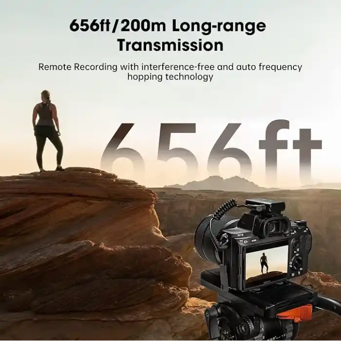 HollyView Hollyland Lark M1 kablosuz yaka mikrofonu, gürültü engelleme özellikli çift kanallı yaka mikrofonu, 199,9 m 8 saat, iPhone kamera YouTube video kaydı, canlı yayın podcast röportajı Vlog ile uyumlu