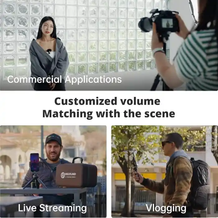 HollyView Hollyland Lark M1 kablosuz yaka mikrofonu, gürültü engelleme özellikli çift kanallı yaka mikrofonu, 199,9 m 8 saat, iPhone kamera YouTube video kaydı, canlı yayın podcast röportajı Vlog ile uyumlu