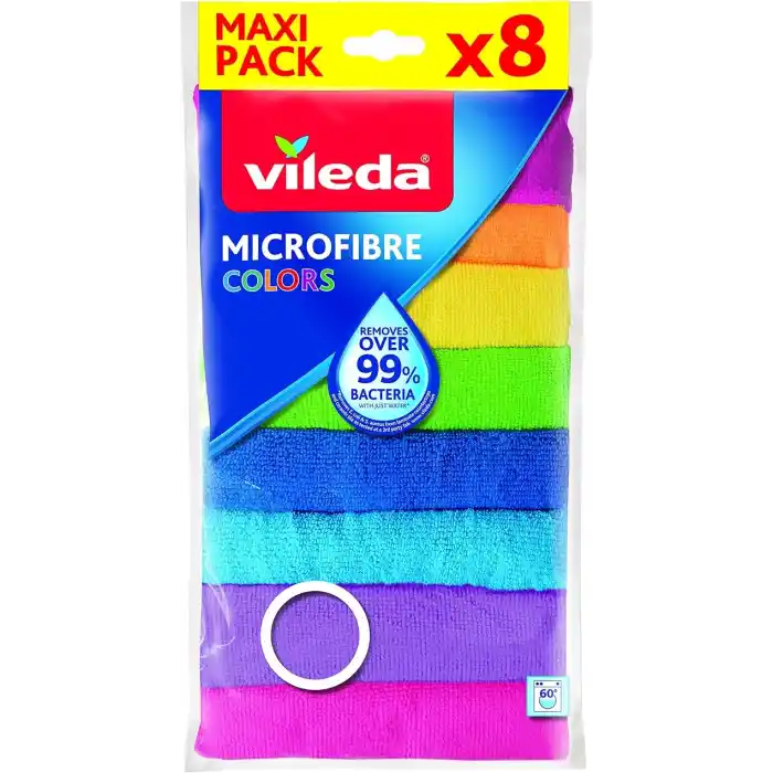 Vileda Colors Mikrofiber Bez, Çok renkli, 8 Parça