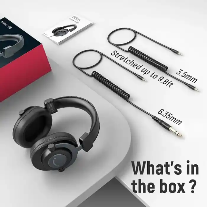 FIFINE Podcast İzleme için Kayıt Üzerinden Kulak Kablolu Kulaklıklar için Stüdyo Monitör Kulaklıklar, Çıkarılabilir Kablolarla Rahat Ekipman Akışı 3,5 mm veya 6,35 mm Jak, Siyah, PC/Mikser-H8