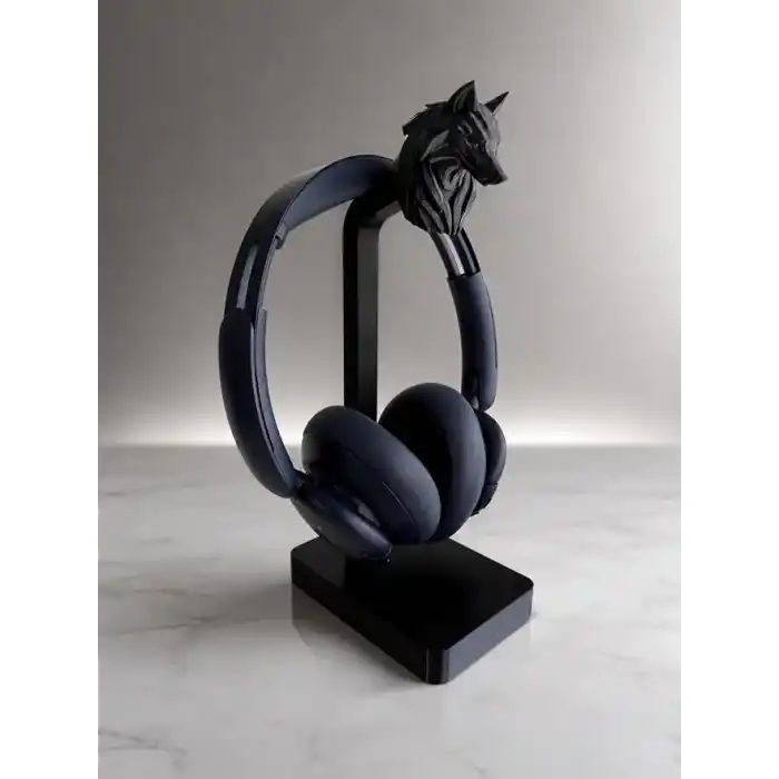 Kapgan Gear Kurt Gamer Kulaklık Standı, Kulaklık Tutucu Dekoratif 25-30 Cm Siyah