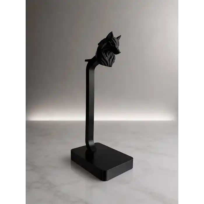 Kapgan Gear Kurt Gamer Kulaklık Standı, Kulaklık Tutucu Dekoratif 25-30 Cm Siyah